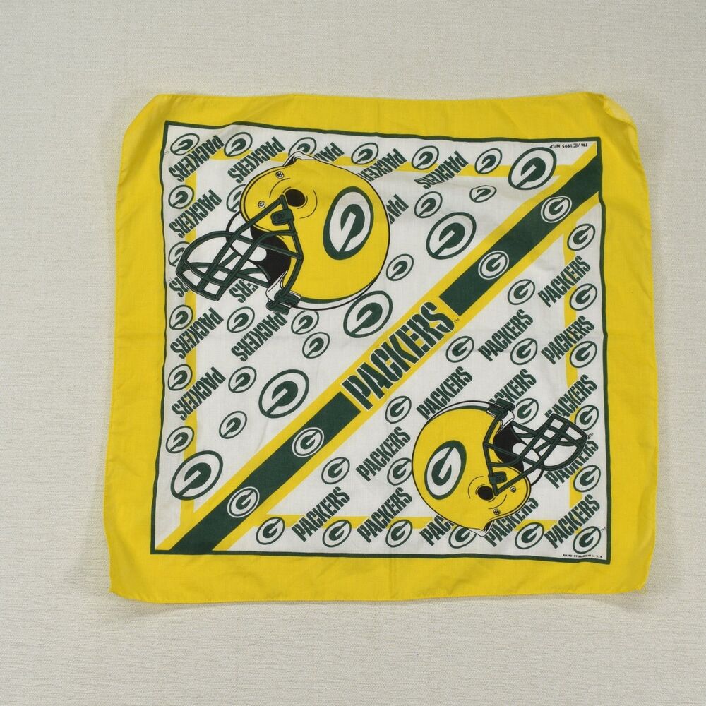 Vintage 1995 Green Bay Packers Bandana Handkerchief 20x21 Made in USA